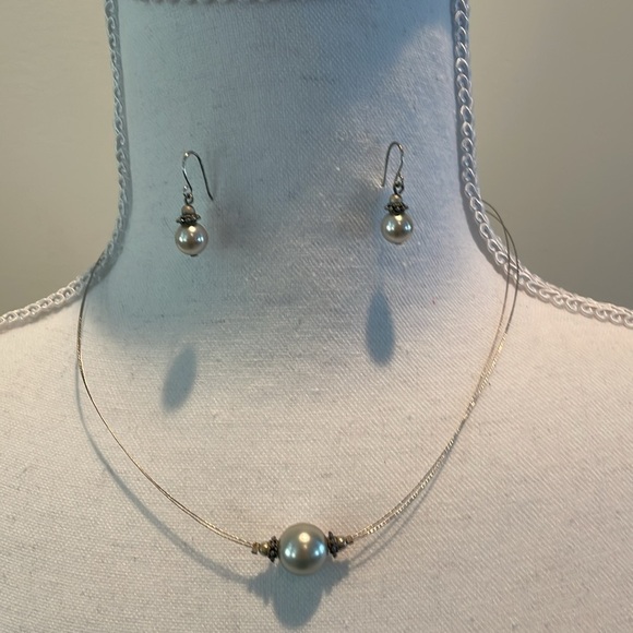 2 PC Silver Tone Ball & Wire Necklace & Earring Set - Picture 1 of 6